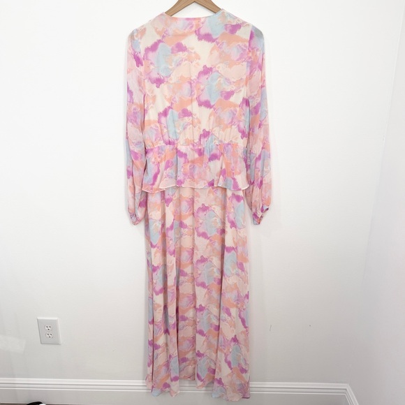 Buddy Love Eden Dazed Maxi Dress Long Sleeve size Large Pink Blue - Picture 3 of 9